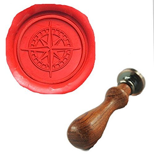 MDLG Vintage Star Cross Compass Custom Picture Logo Wedding Invitation Wax Seal Sealing Stamp Rosewood Handle Set