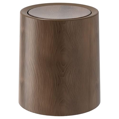 Bote de basura con tapa de grano de madera nogal marrón S 2