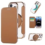 Rnrieyta Brieftasche Flip Magnetische Hülle für iPhone 14 Pro Max,Kompatibel mit MagSafe 360°Drehbarer Ring Ständer Galvanisiert Klar Pu Leder Handyhülle mit Kartenfach
