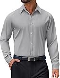 COOFANDY Dress Shirts Long Sleeve Men Formal No Iron Dress Button Down Shirts for Men Light Grey