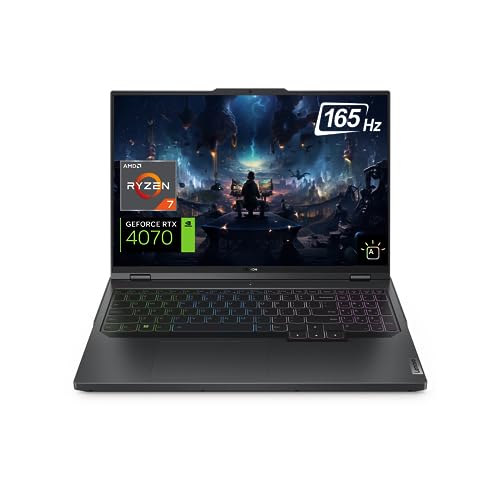 Lenovo Legion Pro 5 Gen 8 Gaming Laptop, 16” WQXGA 165Hz Screen, AMD Ryzen 7 7745HX Processor, NVIDIA GeForce RTX 4070, 32GB DDR5 RAM, 1TB SSD, RGB Backlit KB, Wi-Fi 6, Windows 11 Home, Onyx Grey