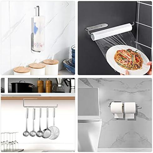 Luxbon Kitchen Roll Holder Wall Mounted Silver Paper Towel Holder for Kitchen and Bathroom, No Drilling (31cm)