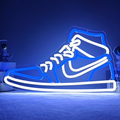 JianJung Sneaker Neon Sign Sports Shoe Neon Signs for Wall Dimmable LED Boys Neon Lights for Bedroom Man Cave Home Party Pub Neon Bar Sign Shoes Light up Signs Wall Decor (Blue)