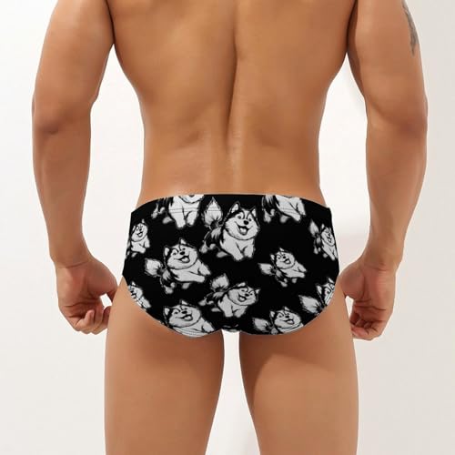 Alaskan Malamute Dog Running Mens Swim Briefs Bikini Sexy Low Rise Trunks Swimsuit Bathing Suit Beach2