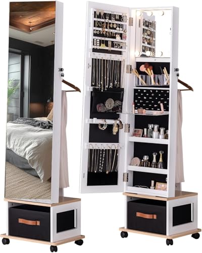 BTEXPERT 360 Swivel Jewelry Cabinet Armoire,...