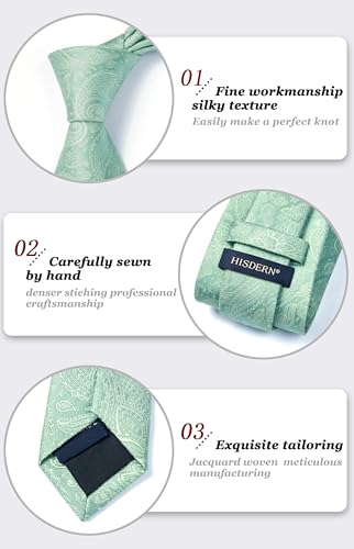 Image of HISDERN Ties for Men Paisley Tie and Pocket Square Woven Classic Floral Mens Ties Handkerchief Set Wedding Party Necktie