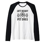 lift heavy pet dogs bodybuilding weightlifting dog lover gym maglia con maniche raglan