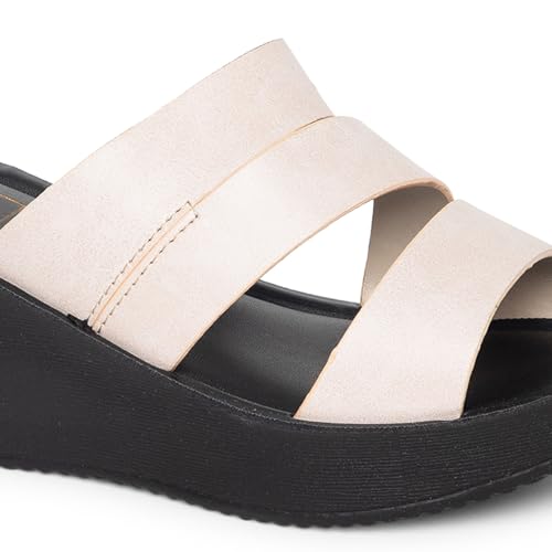 Image of BELLA Women Fashion Wedge Slip On Brown Sandal | Durable | Stylish | Comfortable | Slip Resistant | Lightweight and Breathable