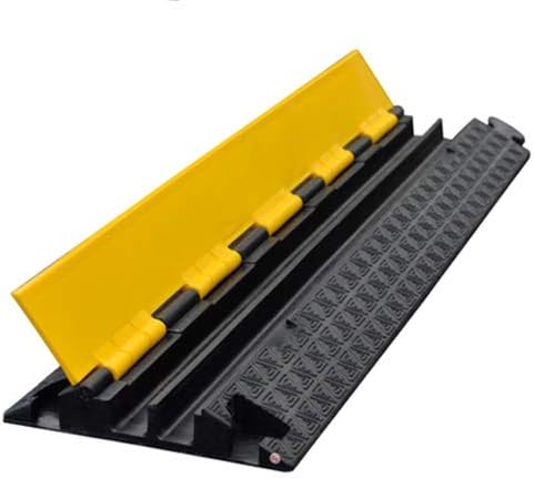 UNIMAT 2 Channel Rubber Cable Protector Ramp -Traffic Speed Bump -Heavy Duty Cable Protector - Cover Protector for Cable Management with a Flip Open Tray Cover (1 Pack 2 Channel)