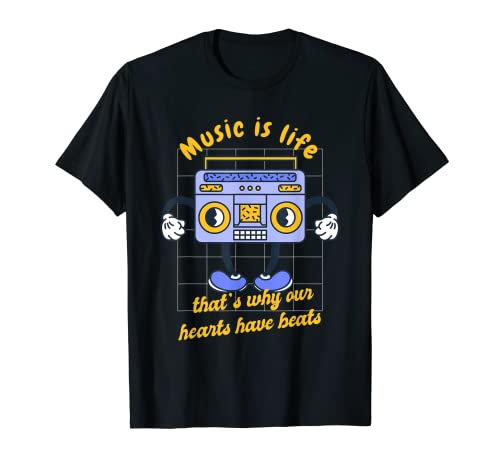 Music Is Life That's Why Our Hearts Have Beats - Regalo retro Camiseta