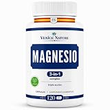 Magnesio Complex 400mg Puro Alta Dosis - Mejor valor €/mg - Citrato + Bisglicinato + Óxido, Magnesio 3, 120 Cápsulas Vegan - Uso Diario - (120 Unidades)