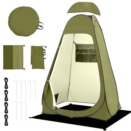 BRIAN & DANY Pop Up Shower Tent, Portable Changing Tent with Rain Shelter & Windows, Privacy Camping Tent for Hiking Beach, UPF 50+ & Waterproof, 47.2" x 47.2" x 74.8", Olive Green by BRIAN & DANY - Image 9