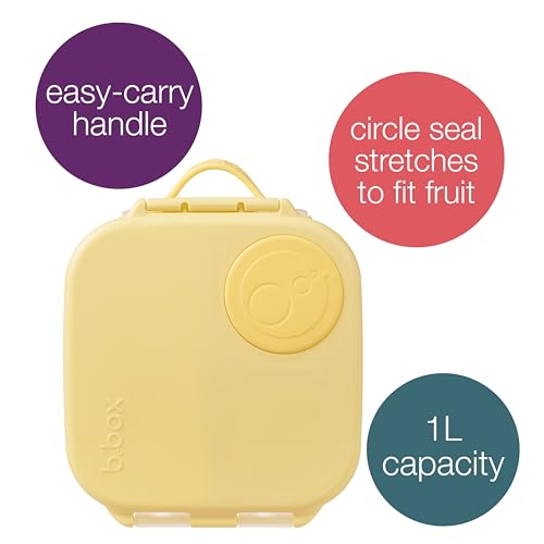 Image of b.box Mini Lunch Box Kids | 4.25 Cup Leak Proof Bento Box for Kids Ages 3+ | 3 Compartment Snack Containers, School Lunch Container, Dishwasher Safe, BPA-Free, PFAS-Free - Lemon Twist