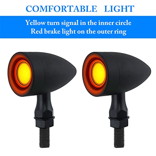 Image of Motorcycle Turn Signals Led Tail Lights 2 Pack, Retro 40 Leds Amber Red Brake Light Rear Indicator Blinkers Universal Fits Harley Davidson Honda Kawasaki Suzuki Triumph Yamaha (Matte Black)