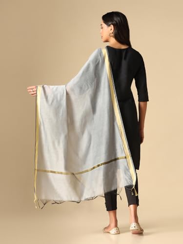 Image of Saanjh Premium Printed Cotton Dupatta with Floral Border|Woven Dupatta /Chunni,Width 1 Meter, Length 2.5 Meter