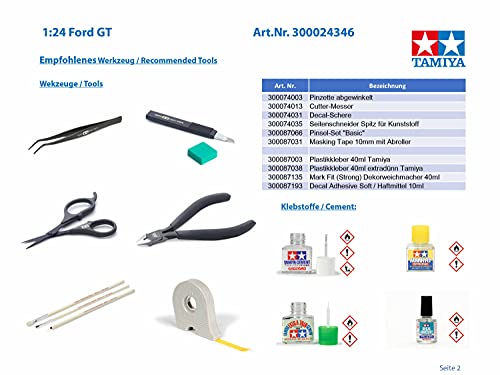 Tamiya 24346 Ford GT 1/24 Scale Model Car Kit,Carbon Fiber, Multicolor