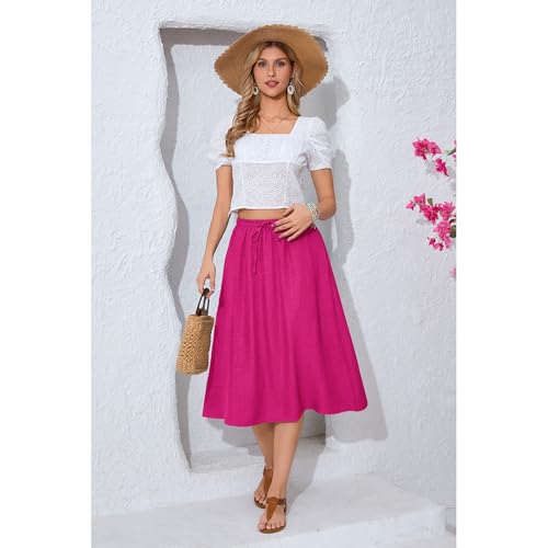 Image of Witsmile Women's Summer Pleated High Waisted Casual Flowy Skirt Pockets