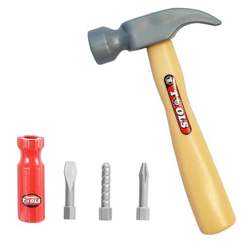 Toy Choi's 4Pcs Toddler Hammer, Plastic Toy Hammer and Toys Simulation Hammers Maintenance Tools, Pretend Play Kid Hammer for Toy Workbench