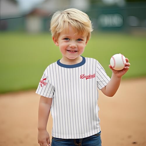 Toddler Baby Boy Girl Baseball Shirt Funny Stripe Jersey T-Shirt Kid Summer Game Day Short Sleeve Tee Tops3