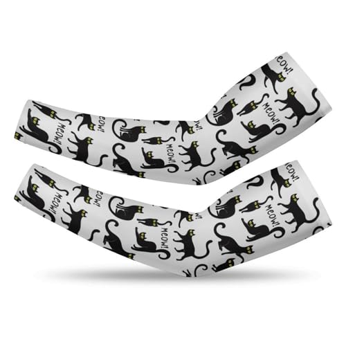 Black Fun Cat - Manicotti per braccia rinfrescanti con protezione solare UV, per uomini e donne, ideali per sport e attività all'aperto, Stile 18, XXL