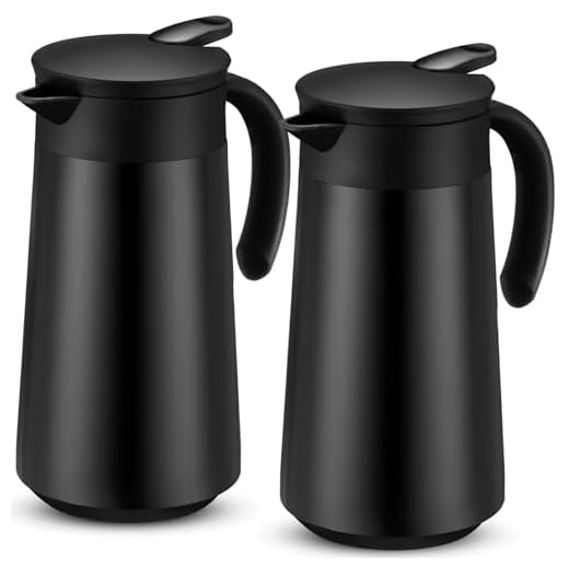 Ziliny 2 Pcs 27oz Thermal Coffee Carafe Stainless Steel Coffee Pot for Keeping Hot/cold Insulated Double Walled Vacuum Tea Pot with Press Button Drink Beverage Dispenser for Milk Tea(Black)