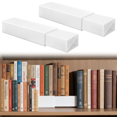 Thyle 2 Sets Bookshelf Riser 2 Levels - Nesting Assembled PP Board Manga Shelf Riser for Books Collection Organizer Space-Saving Display Stand for Books Manga DVDs CDs (White)