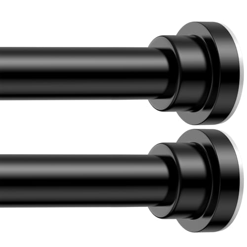 Image of Shower Rods 31-63 inch 2Pcs Black Spring Tension Curtain Rod Adjustable