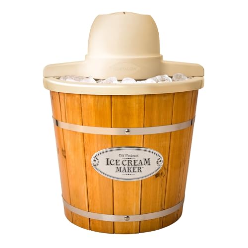 Nostalgia Electric Ice Cream Maker With 4 Qt Capacity- Old Fashioned Ice Cream Machine Makes Frozen...