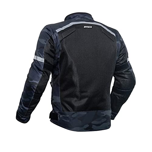 Image of Rynox Urban X - Mesh Motorcycle Riding Jacket | Impact Protection | Abrasion Resistance - Dark Camo Black, 2XL