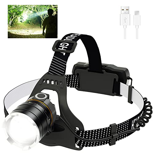 LED Rechargeable Headlamp, 90000 Lumens Super Bright Headlamp Flashlight
