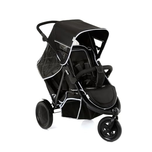 Hauck Poussette Double Freerider / Trois Roues / Deux Enfants / Jusqu'à 36 kg / Hauteur Réglable / Habillage Pluie Inclus / Pliable / Siège en Bas Amovible / Noir
