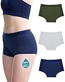 Neione Mujer Bragas Menstruales Flujo Abundante Culotte de Algodon Boxer Talle Alto para Regla 4 Tampones Pack de 3 Advocate XXL