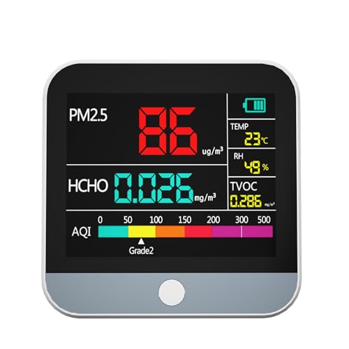 8-in-1 Professional Indoor Air Quality Monitor Indoor Portable PM2.5/PM1 /PM10 Monitor | Temperature | Formaldehyde Detector AQI+Humidity TVOC | Air Quality Tester - Confined Space Clean Air Monitor