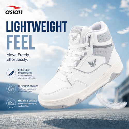 Image of ASIAN Mojo-54 Men's High-Top Sneakers | Stylish High Neck Casual Shoes with Cushioned Comfort, Durable Build & Grip Sole