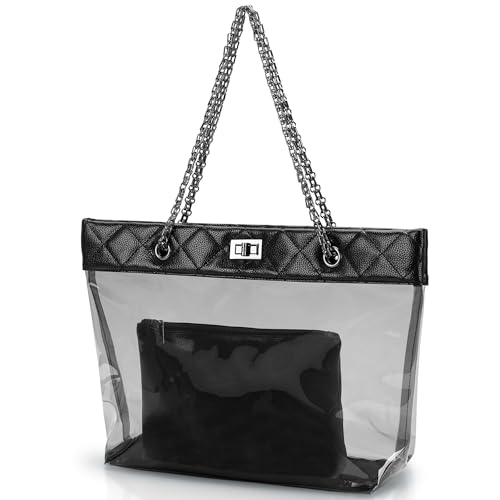 Bolso Tote Transparente con Correa Cadena 2 en 1 para Mujer miniatura 1