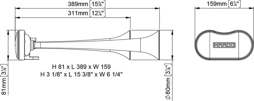 MARCO Trombe Elettropneumatiche con Compressore 24 Volts DC 113 Decibel Clacson per Veicoli