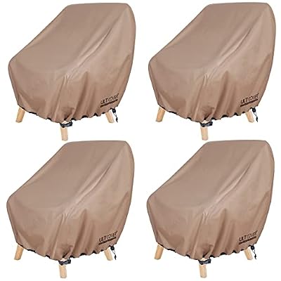 ULTCOVER Waterproof Patio Chair Cover 4 Pack – Outdoor Lounge Deep Seat Single Lawn Chair Cover Fits Up to 28W x 34D x 32H inches