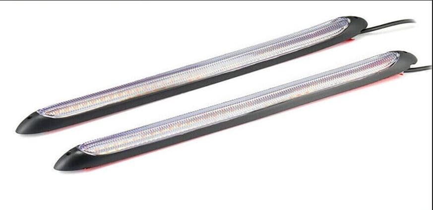 AUTO MT White-Yellow D3 DRL Led Daytime Running Light 12V Universal LED (27.5 cm) Indicator Sequential Daytime Running Light Car Strip Headlight Waterproof And Stylish Universal for all car