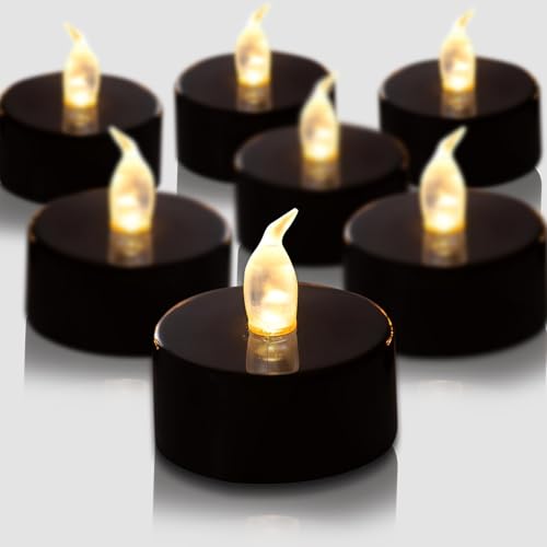 Image of Tea Lights Battery Operated Candles LED Tea Lights Flameless Candles 200+ Hours Flickering Fake Tealights for Halloween, Christmas Aniversary Home Table Decor(Black, 50 Pack)