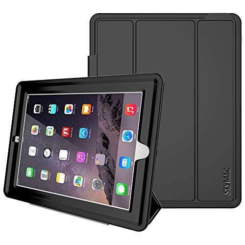 SEYMAC stock Case for iPad 4th Generation, Heavy Duty 3 Layer Case, Auto Sleep Smart Cover Protective Magnetic Stand for iPad 4th/3rd/2nd Generation(Black)