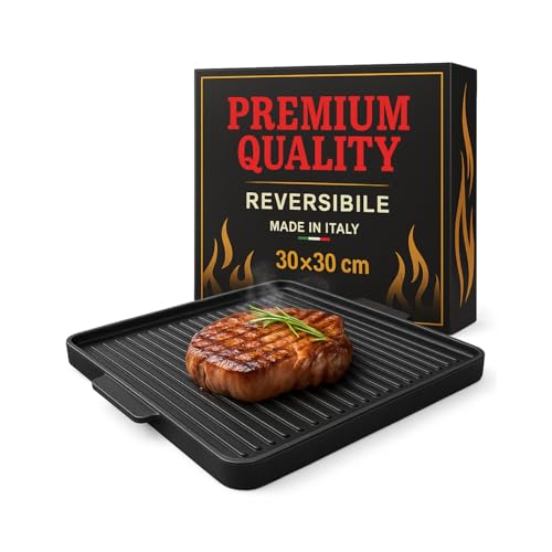 MOHOME Bistecchiera Ghisa Quadrata 30 x 30 cm Piano Cottura