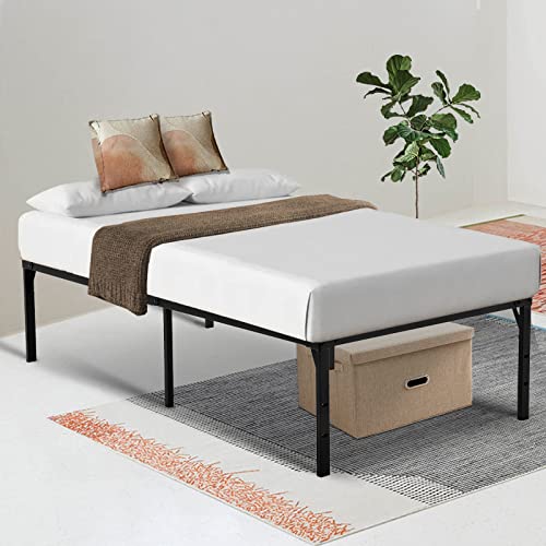 Veezyo Metal Bed Frame Twin - 18 Inch Black Metal Platform Bed Frame, Easy Assembly With Large Storage Space, 3,500Lbs Heavy Duty, No Box Spring Needed (Twin) #TOP6