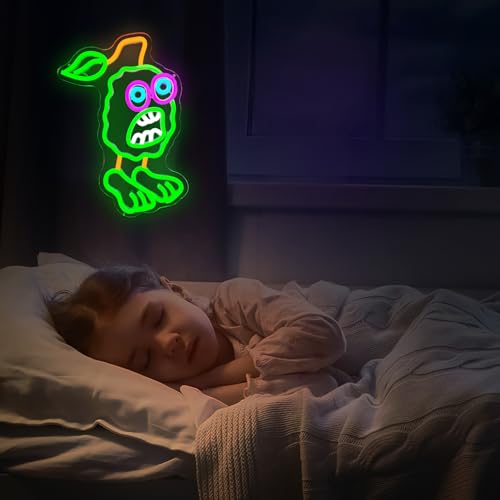 Image of Monsters Neon Signs for Wall Decor Dimmable LED Game Monsters Neon Light Birthday Decorations for Game Fans, Green Monsters Neon Light Signs Suitable for Birthday Gift
