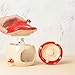 Yrouzao Ceramic Mushroom Hamster Hideout with Detachable Lid (Red) - Cute Hamster House, Habitat Decor for Dwarf Rabbits, Guinea Pigs, Chinchillas, and Small Pets