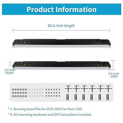Estribos para Ram 1500 Crew Cab 2019-2023 en aluminio negro miniatura 3