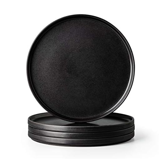 AmorArc Ceramic Dinner Salad Plates Set of 4, 8.0 Inch Reactive Matte Glaze Dish Set, Dessert, Salad, Appetizer, Small Dinner Plate, Microwave, Dishwasher Safe,Scratch Resistant,Reactive Matte Black