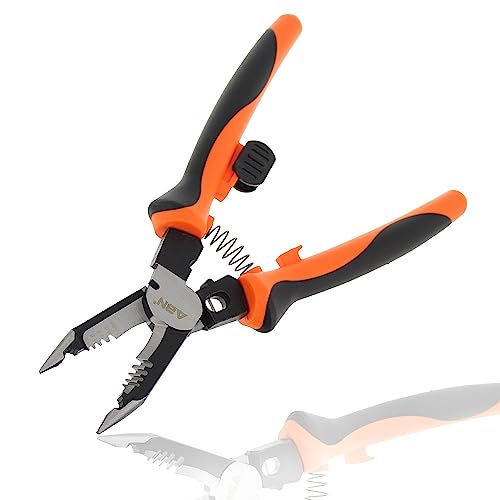 Abn Needle Nose Pliers Set 8-Inch 1Pk - Ergonomic Multi-Use Wire Stripper - Wire Crimper Cutter Stripper Tool 10-18 Awg #TOP12
