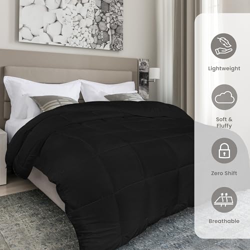 Image of Utopia Bedding Comforters King Size, All Season Duvet Insert, Down Alternative Box Stitched Bed Comforter with Corner Tabs, Machine Washable (Black)