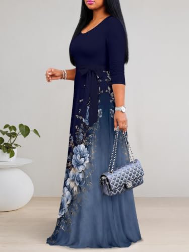 Image of Women's 3 /4 Sleeve Maxi Dress with Pockets