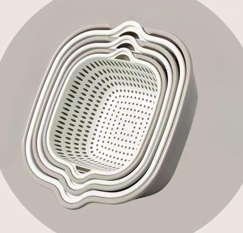 Neakarfer-野菜洗い鉢、6点セットの2層セットで、浸漬、洗浄、乾燥に使用できます。積層することができ、平坦で厚いフィルターとアスファルトネットを形成することができます。家庭の整理にぴったりです。緑。和風スタイル。台所道具多機能で、繰り返し使用でき、